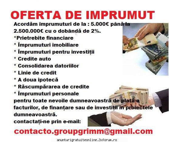 Oferta de �mprumut - Oferim �mprumuturi de la 5000 la cu o rată a - Bursa fortei de munca